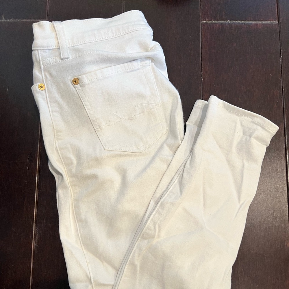 7 for all mankind white skinny jeans mid rise size 26
